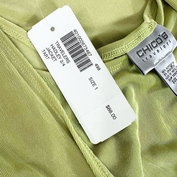 Chico's Hadley Jacket Tank Top Womens Medium Tart Green 1 Set Nwt Slinky Mature - Picture 5 of 11